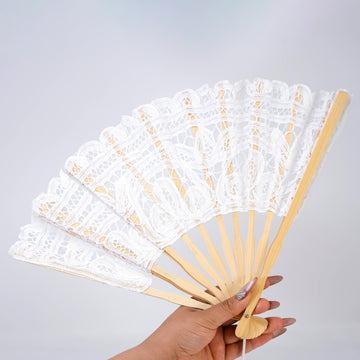 Bridal Lace Folding Hand Fan, Gift For Her, Gift For Mom, Bridesmaid Accessories, Bamboo Hand Fan